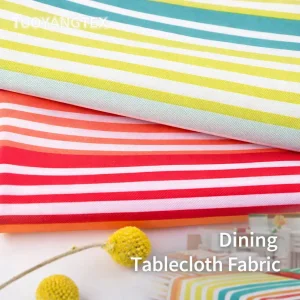 Custom Printed Polyester Fabric for Dining Tablecloth Stripe Design OEM Supply
