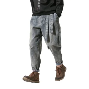 Novo Moda Retrô Calças Jeans Masculinas Largas Tamanho Plus