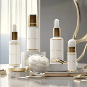 Luxury White Cosmetic Glass Bottle Jar Set Skincare