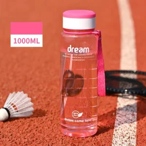 BPA-Free Fitness Travel Camping Gym Sports Outdoor Clear Colored Large Water Jug 1L Plastic Cold Drink Water Bottle with Lids