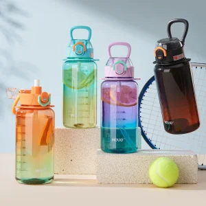 Custom Logo Portable Plastic Water Bottle with Straw