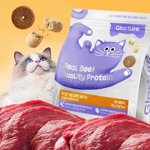 Glorture Complete Cat Food Dry Grain-Free Beef Flavor Freeze-Dried Raw Muscle Gain Pet Food