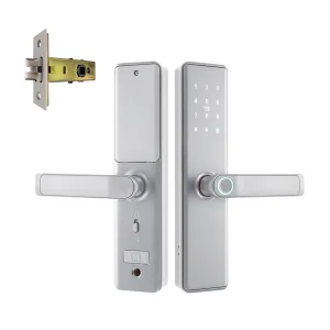 Deadbolt Tuya TTLock APP Wifi Bluetooth Password Card Fingerprint Scan Smart Wooden Door Handle White Lock for Home Office Hotel