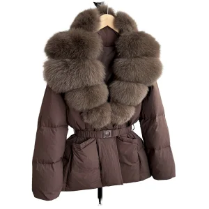 For 2024 Women's Winter Parka Thick 90% White Duck Coat Quick Dry Waterproof Puffer Jacket with Detachable Belt Short Spring