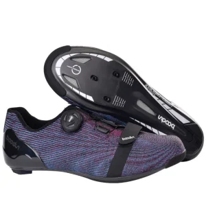 Mens Road Bike Shoes Carbon Fiber Bottom Professional Cycle Shoes for Men Ultra-Lightweight Breathable Anti-Slip Shock-Absorbing
