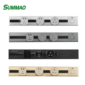 Wall Mounted Electrical Track Rail Hidden Kitchen Adapter Mobile Embedded Desk Power Sockets