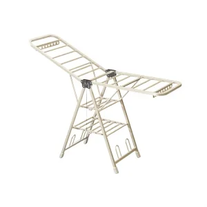 Portable Folding Metal Floor-Standing Drying Rack for Bedroom Balcony Indoor Mobile Hanger for Quilt Dinnerware Household Mobile