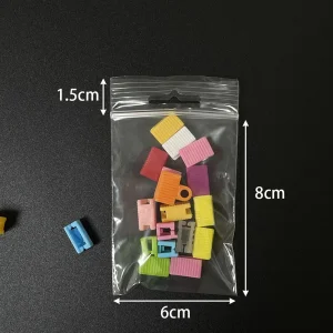 6X8cm Custom Clear Polyethylene Ziplock Zipper Packaging Bags with Hanging Hang Hole for Electronic Accessories/Jewelry/Hardware/Nail