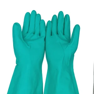Waterproof Heavy Duty Gloves Green Nitrile Guantes De Nitron Guante Nitrilo Industrial