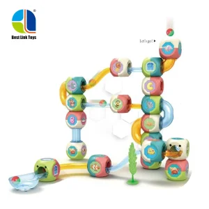 DIY Educational Block Set Stem Construction Creative Animal Building Block Playset Kids Ball Track Toy with Colorful Transparent Tubes