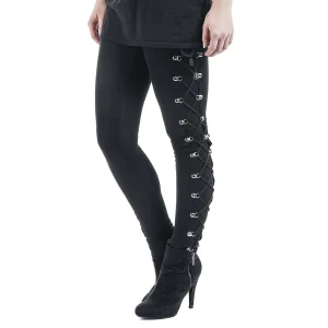 Guangzhou Auyan Black High-waisted Gothic-punk Lace-up Hip-lift Pants Leggings