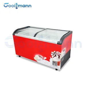 Good Price Household Commercial Ice Cream Counter Vertical Clear Display Sliding Door Chiller Store Freezer