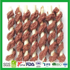 OEM Dental Bonetwined Chicken Wraps 5" Bleached Rawhide Twist Training Rewards Pet Snacks for Dog Cat Pets