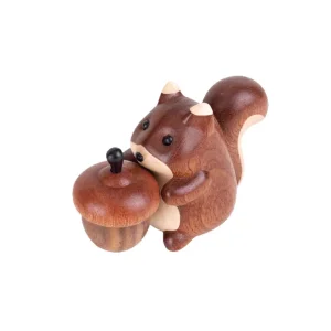 Hand-Carved Rosewood Squirrel Desk Decor