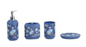 Vintage Floral Patterned Ceramic Bathroom Accessory Set