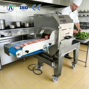 CE Certified Commercial Automatic Cooked Meat Slicer for Sausage, Ham, Bacon, Roast Meat Processing