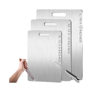 Food Grade 304 Stainless Steel Chopping Board Professional Metal Kitchen Cutting Board,Anti-bacterial Mold-proof Dishwasher Safe
