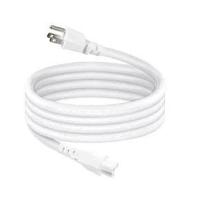 White Nema 5-15p to Power Cable Us 3 Prong Ac Laptop Power Cord 16awg 2ft 125v 10a for Laptop Monitor Printer Scanner