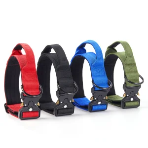 Coleiras Táticas Personalizadas para Cães, Ajustáveis, Coleira de Cão Pesada com Fivela de Metal e Alça de Controle