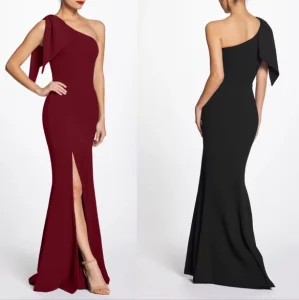 New Arrivals Empire Waist Bodycon Ruched Sleeveless Floor Length High Slit Wrap Tie Chapel Train Formal Party Evening Dresses