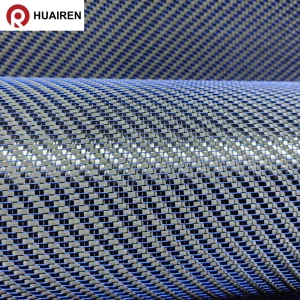 OEM 310GSM Twill Carbon Fiber Blue Yarn Hybrid Fabric for Automobile Parts