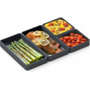 Original Silicone Sheet Pan Dividers for Cooking &amp; Meal Prep-Non Stick Silicone Tray Baking Set, Oven Safe &amp; Freezer-Friendly - 4 Cheat Sheets Baking Trays