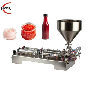 Hzpk Table Top 2 Head High Viscosity Honey Piston Filling Machine for Thick Liquid Makeup Zhejiang