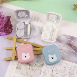 Eyeshare Plastic Candy Color Mirror Lens Case Tweezers Cosmetic Contact Lenses Container Box for Eye