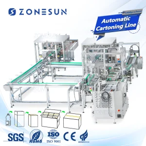 ZONESUN ZS-FAL180V5 Full Automatic Corrugated Cardboard Carton Box Forming Erecting Sealing Cartooning Packing Production Line