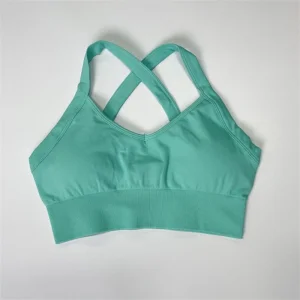 Top corto de yoga de secado rápido de spandex de nuevo modelo al por mayor, moda activa, talla grande, sujetador deportivo sexy de alto impacto para mujeres