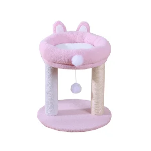 16 Poste de Arranhar para Gatos de Polegadas, Árvore de Gato de Múltiplos Níveis, Perch para Brincar e Descansar, Atividade com Bola Pendurada