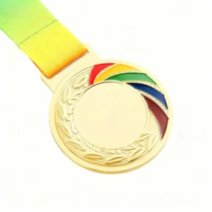 Custom Blank Gold Plated Souvenir Metal Sports Award Medal with Ribbons