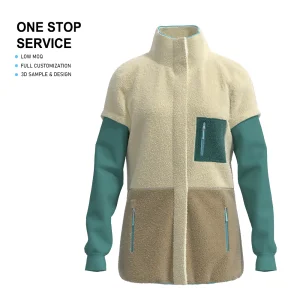 Woman Outdoor Warm Winter Oversized Jacket and Coat Fleece Zipper Crop Jackets for Women
