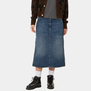 Saia MIDI de denim pesada azul