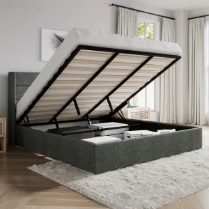 Stylish Velvet Storage Bed Frame with Gas Lift Design