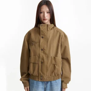 Factory Customization High Collar Loose Denim Jacket Top Coat