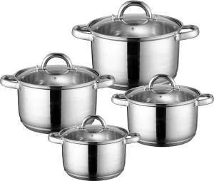 4 Piece Versatile Food Grade Stainless Steel Cooking Pot Set Soup Pots Ss Cook Ware Kitchen Cookware with Induction Bottom