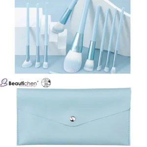 Beautichen New 12PCS Blue Makeup Brush Set with Pouch - Soft Bristles Blush/Loose Powder/Eyeshadow/Highlighter/Foundation Brushes Kit for Beginners