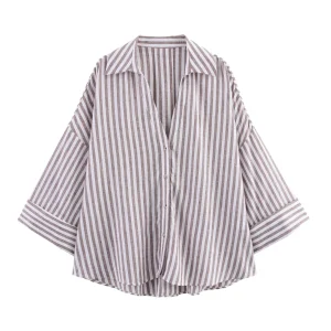 Women's Casual Fashion Tops Blouse 5 Colorway Buttons-Up Turn Collar Long Sleeve Breathable Vintage Weaved for Autumn Spring
