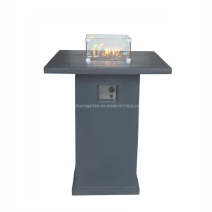 Bar Height Square Fire Pit Dining Table with Electronic Ignition for Outdoor Use in The Yard
