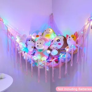 Mounted Handmade Toy Holder Stuffed Net Hammock Display Toy Storage Macrame Art Wall Decor for Home Wall Living Room