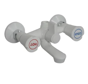 Plastic Bathroom Shower Faucet Wall-Mounted Dual Handle Hot &amp; Cold