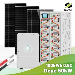 Deye 60kw 70kw 80kw Inverter 50kw Solar Battery Storage System for off-Grid and Backup Power Solutions with 100kwh 120kwh 160kwh Lithium Ion Battery