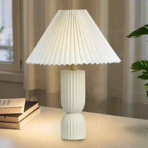 Decorative Nordic Retro Pleated Shade Designer Bedside Table Desk Lamp