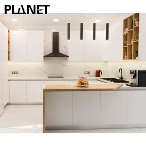 High End House Pantry Cupboard Furniture Set Design Modern Luxury White PVC Foam Board MDF Wood Modular Kitchen Cabinet