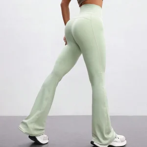 Custom Comfortable Ultra Soft Breathable Sports Gym Wear Contour Butt-Lifting High Rise Flared Yoga Pants Fitness Women Leggings