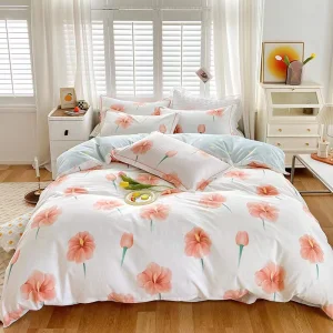 Hot Sale Fashion Cartoon Printed Bedding Cotton Duvet Cover 4PCS Kids Bedding Sets with Button Closure