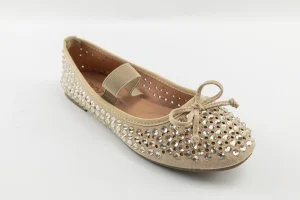 OEM ODM Custom Beige Suede Girls Ballerina Shoes