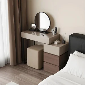 Elegant Modern Bedroom Dressing Table with Mirror Nordic Style Wardrobes with Makeup Adjustable Drawers