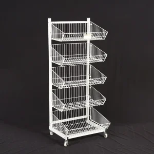 Yiwu Hotter Single-side Five Layer Metallic Net Structure Display Stand with Wheel
